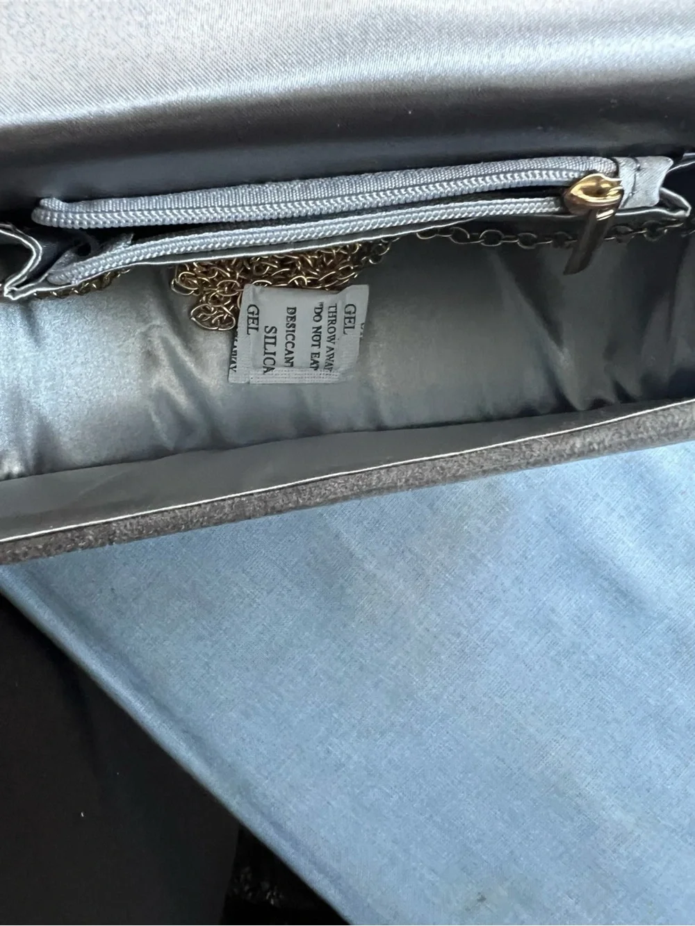 Elegant Charcoal Grey Half-Moon Evening Clutch with 3D Floral Embellishments